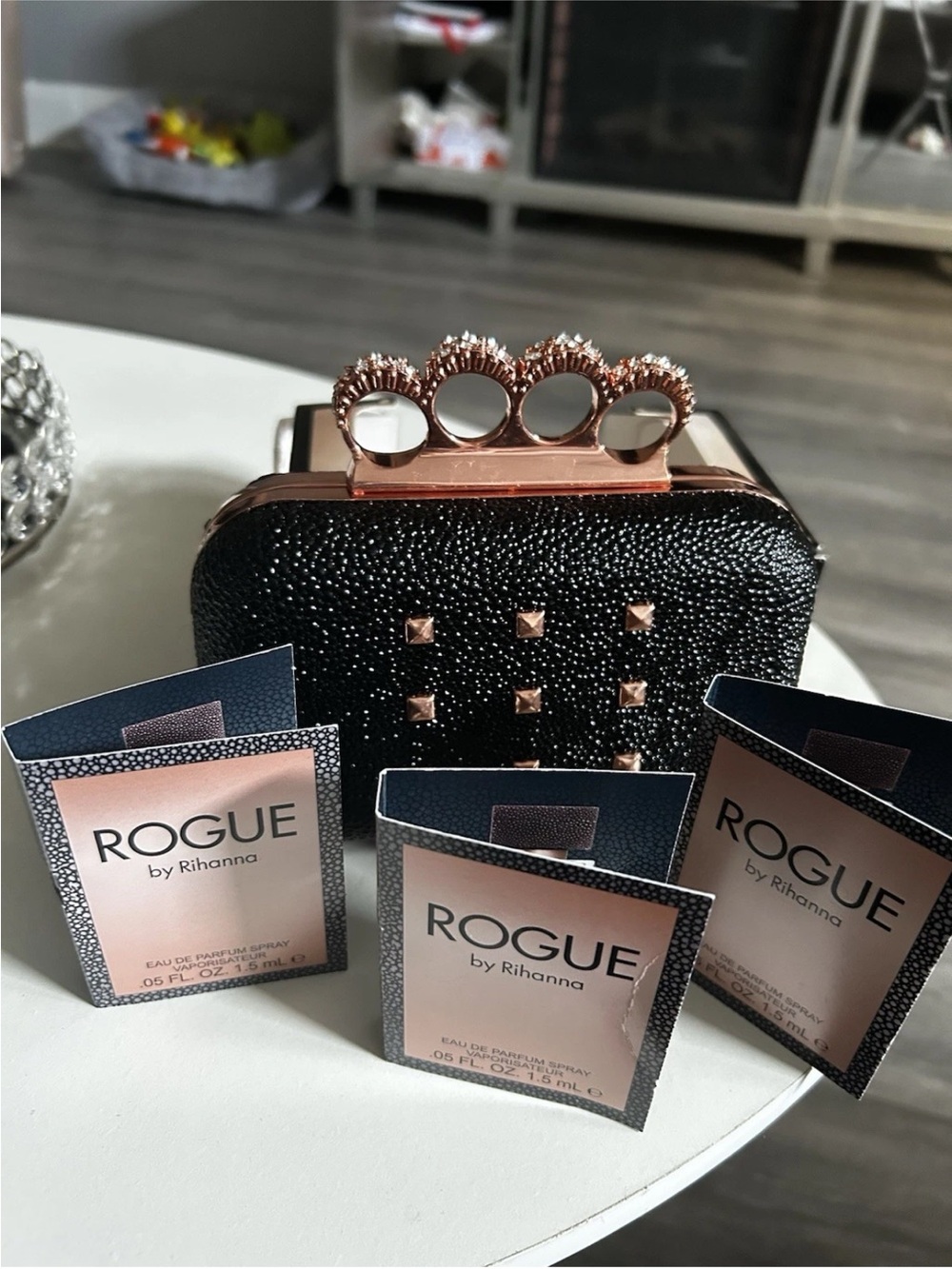 Rogue Black and Rose Gold Knuckle-Handled Clutch